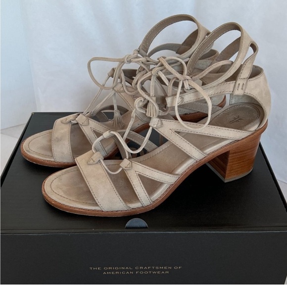 11 FRYE BRIELLE STRAPPY LACE-UP BLOCK HEEL SANDAL . Tan nude color. EUC - Picture 5 of 12